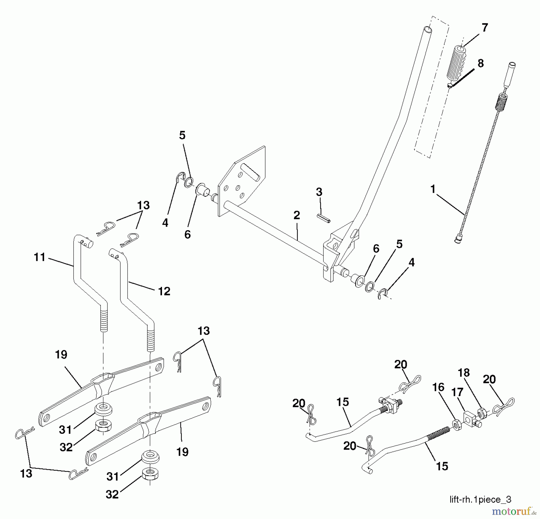  Poulan / Weed Eater Rasen und Gartentraktoren PO17542LT (96018000401) - Poulan Lawn Tractor (2011-08) MOWER LIFT LEVER