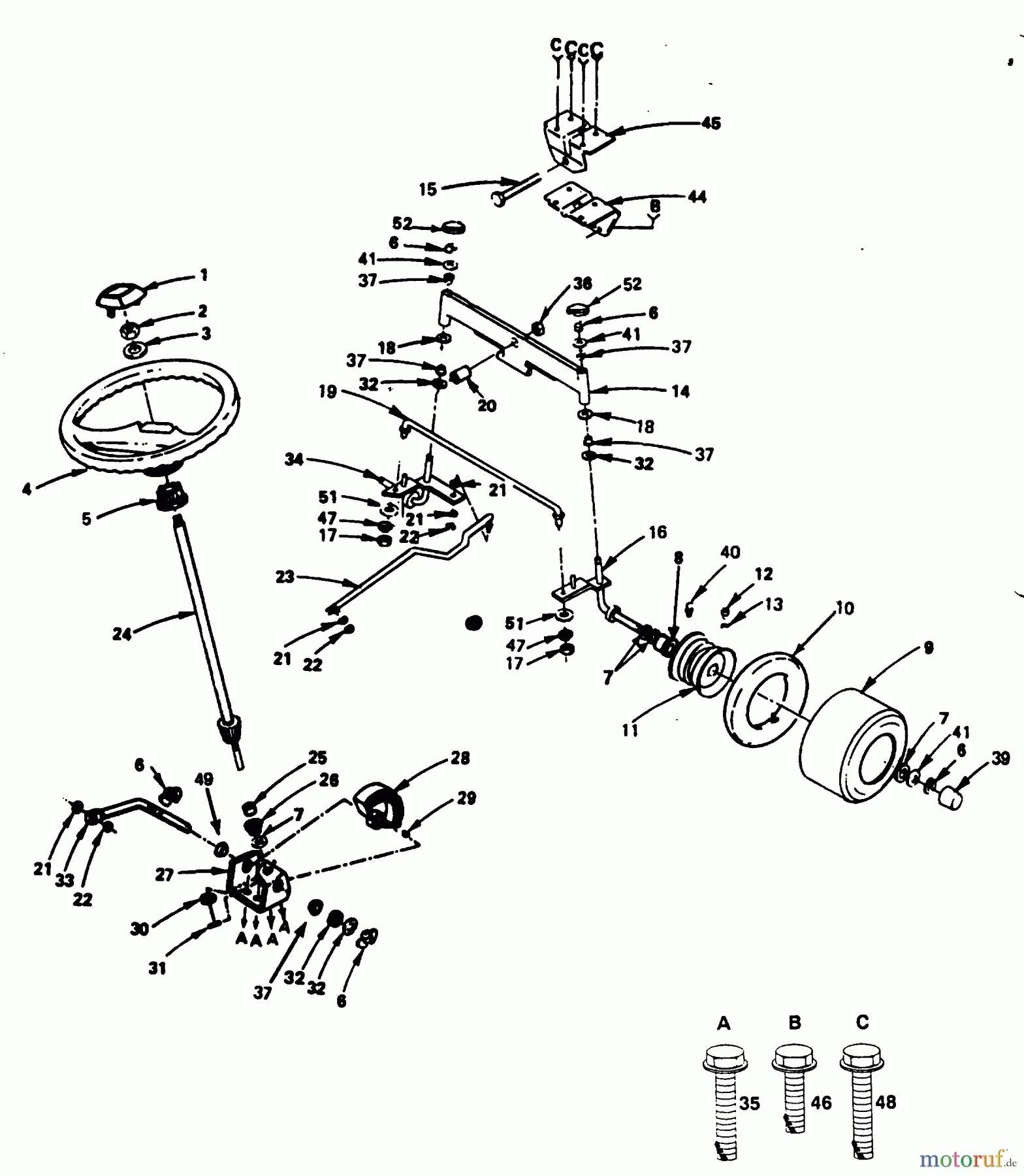  Poulan / Weed Eater Rasen und Gartentraktoren PP1438B - Poulan Pro Lawn Tractor STEERING FRONT AXLES AND WHEELS