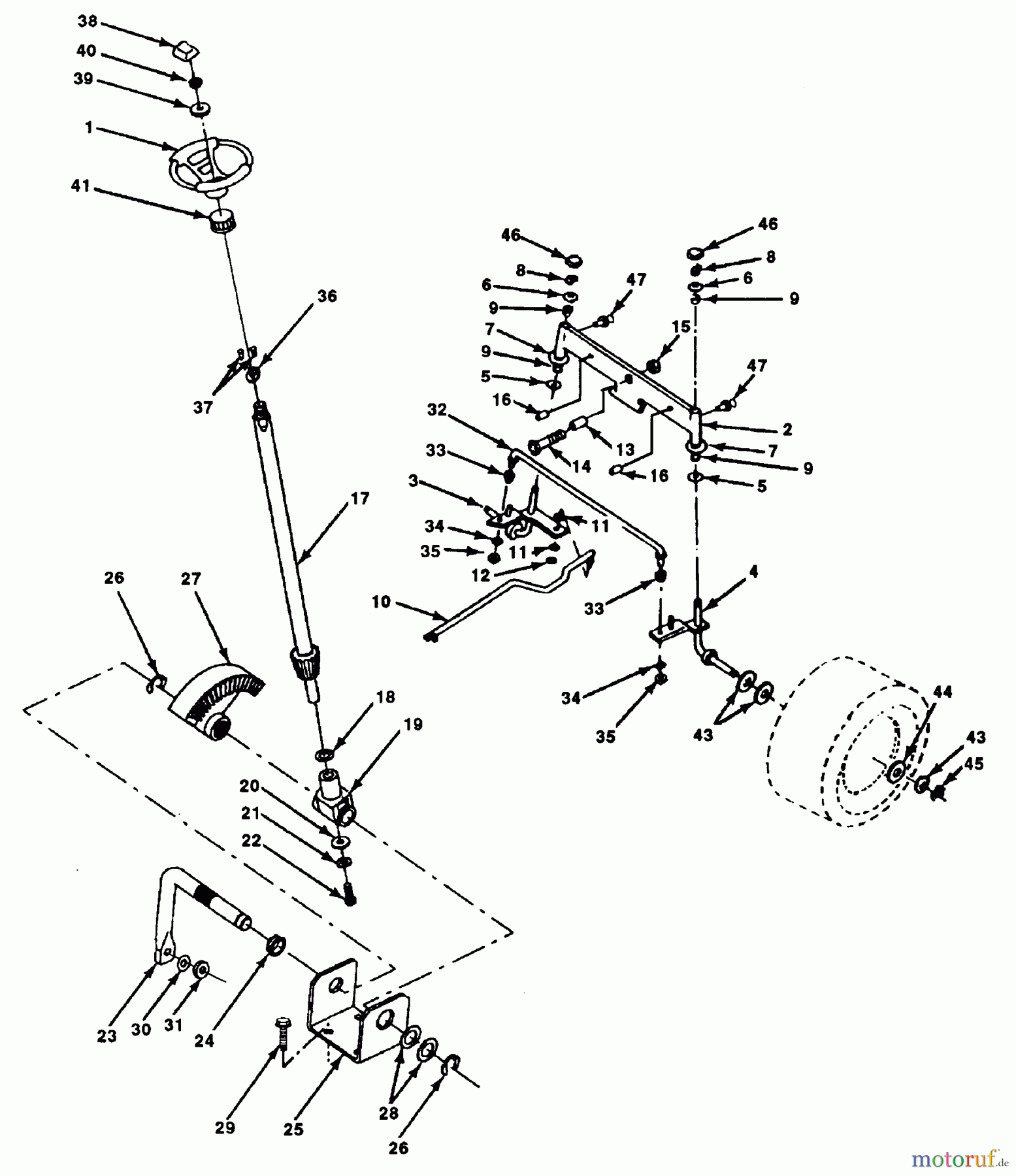  Poulan / Weed Eater Rasen und Gartentraktoren PP1442 - Poulan Pro Lawn Tractor STEERING FRONT AXLES AND WHEELS