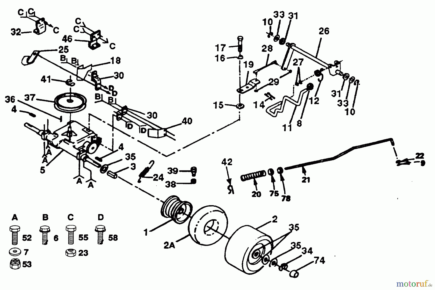  Poulan / Weed Eater Rasen und Gartentraktoren PP1844 - Poulan Pro Lawn Tractor TRANSAXLE AND REAR WHEEL