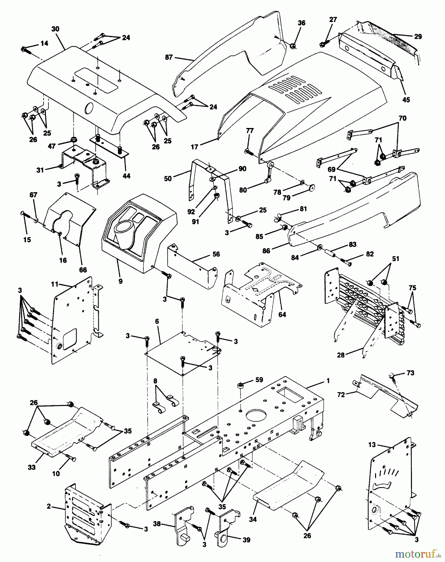  Poulan / Weed Eater Rasen und Gartentraktoren PP1844KA - Poulan Pro Lawn Tractor CHASSIS AND ENCLOSURES