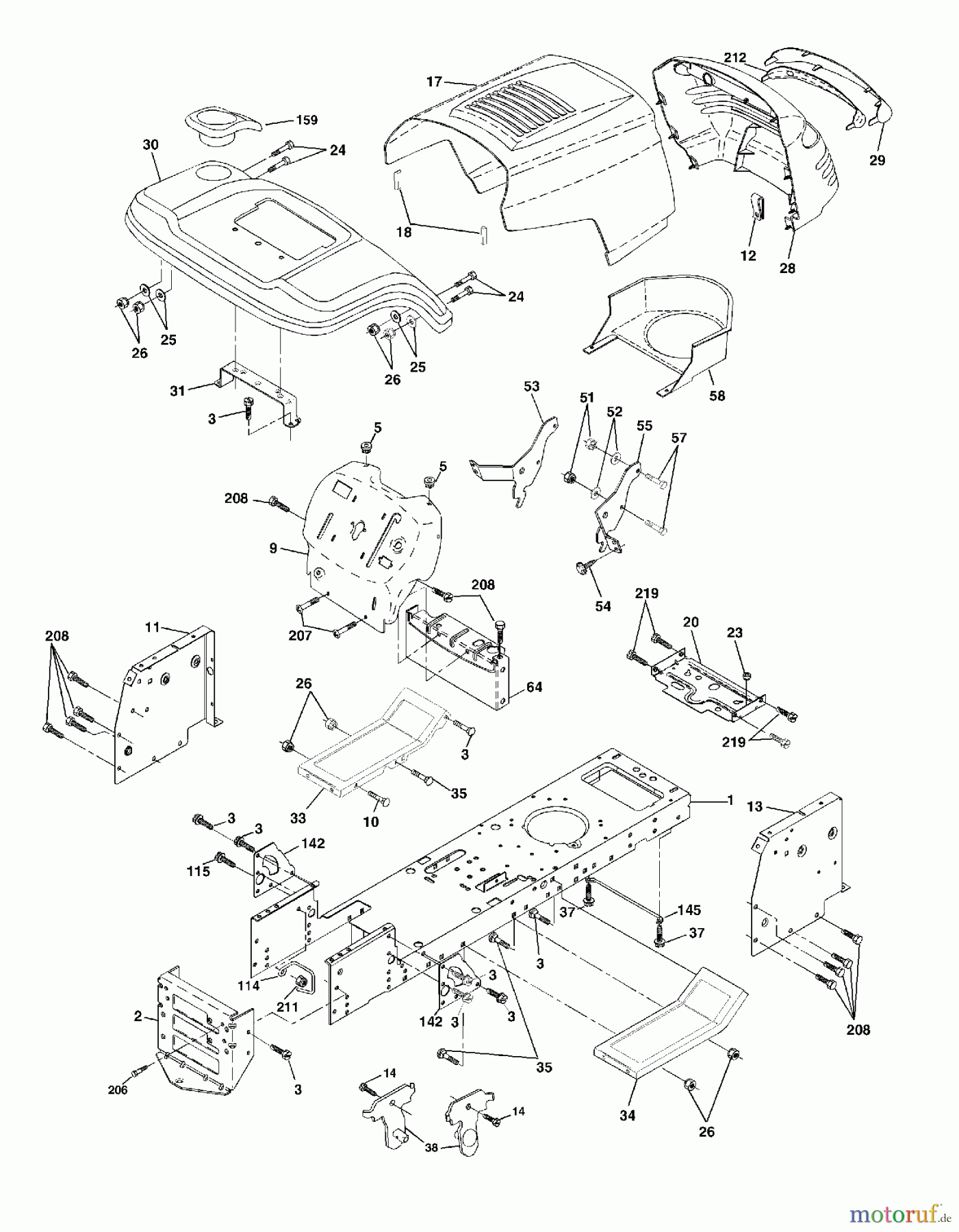  Poulan / Weed Eater Rasen und Gartentraktoren PR1742STF - Poulan Pro XT Lawn Tractor (2002-01) CHASSIS ENCLOSURES