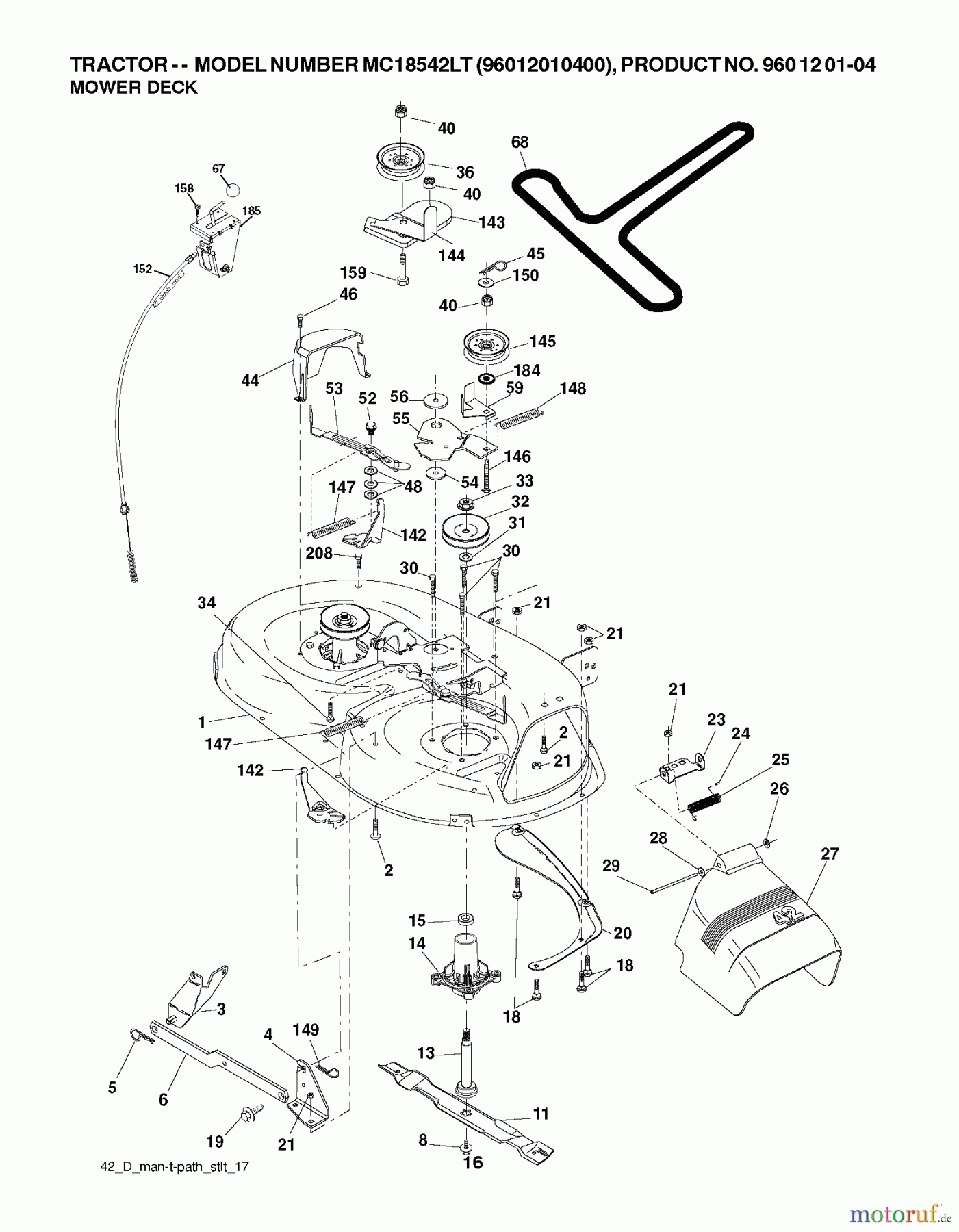  Poulan / Weed Eater Rasen und Gartentraktoren PXT12538 (96016002200) - Poulan XT Lawn Tractor (2010-10) MOWER DECK / CUTTING DECK