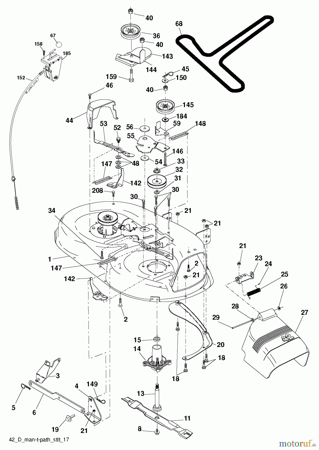  Poulan / Weed Eater Rasen und Gartentraktoren PXT175G42 (96016002401) - Poulan XT Lawn Tractor (2011-03) MOWER DECK / CUTTING DECK