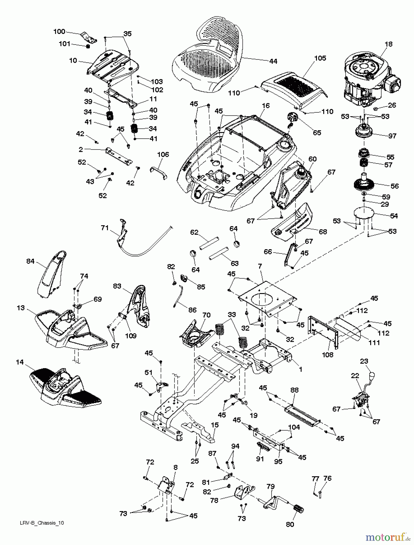  Poulan / Weed Eater Rasen und Gartentraktoren WELRVBA30 (96026000100) - Weed Eater Lawn Tractor (2011-01) CHASSIS ENCLOSURES