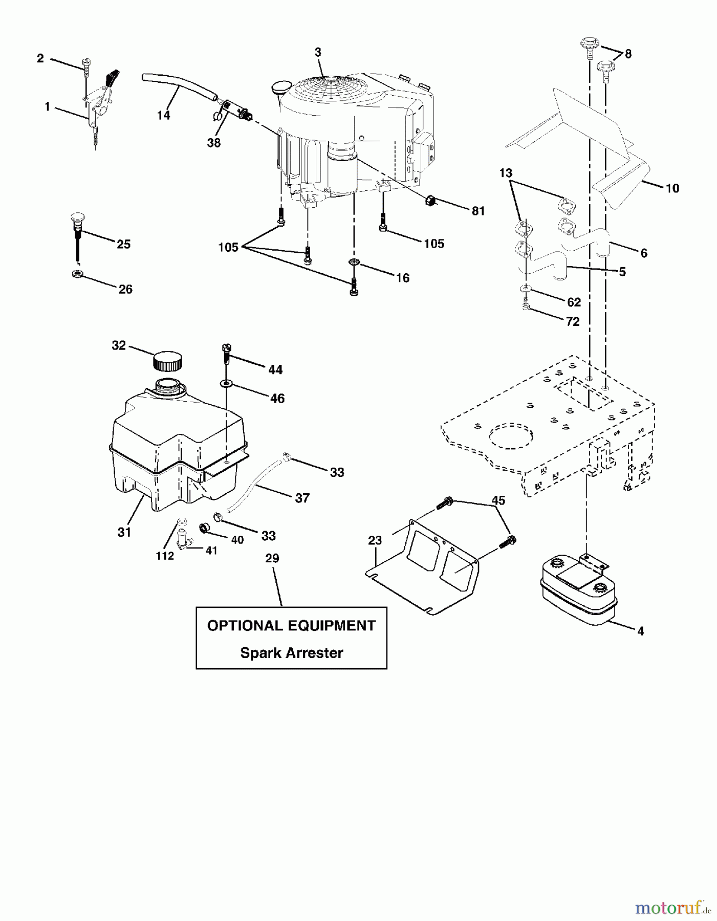  Poulan / Weed Eater Rasen und Gartentraktoren WET2242STC - Weed Eater Lawn Tractor (2003-01) ENGINE