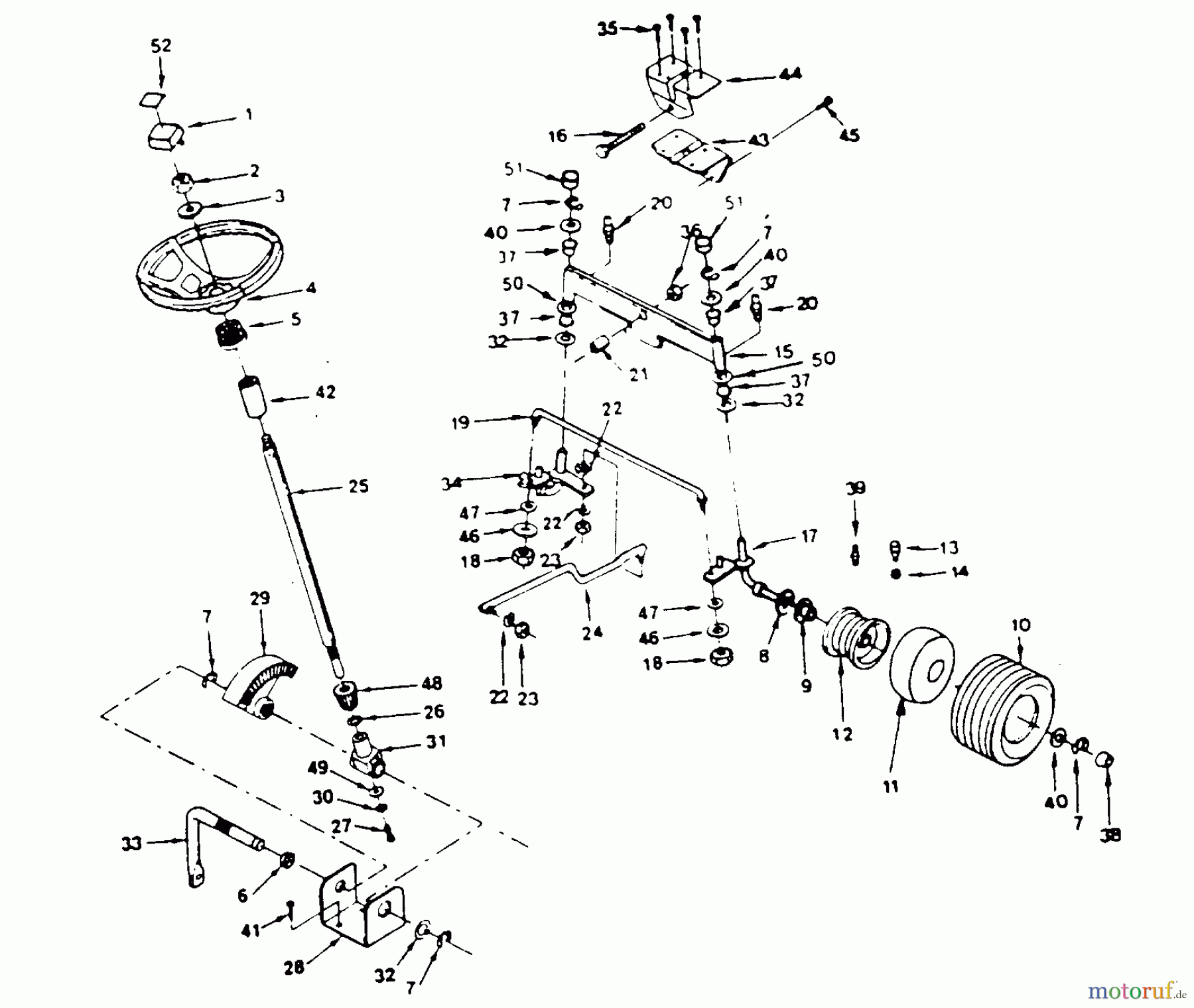  Poulan / Weed Eater Rasen und Gartentraktoren XEL1122AR - Poulan Pro Lawn Tractor STEERING, FRONT AXLE AND WHEELS