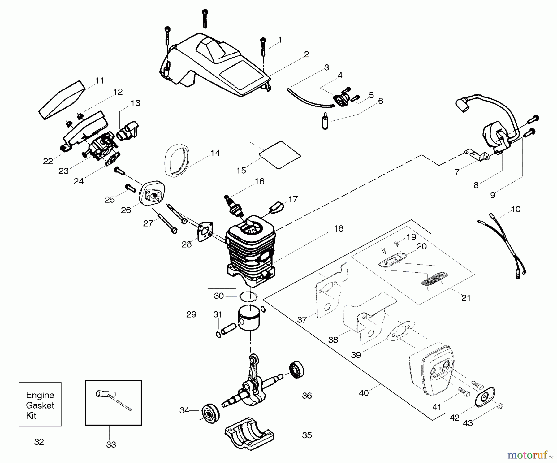  Poulan / Weed Eater Motorsägen BH2160LE - Poulan Chainsaw Engine