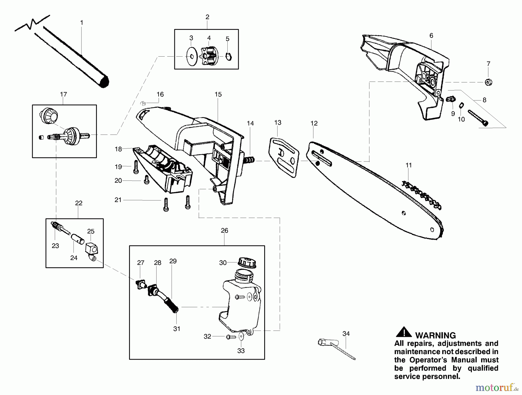  Poulan / Weed Eater Hochentaster PP445 - Poulan Pro Pole Pruner Oil Tank & Bar Clamp Assembly