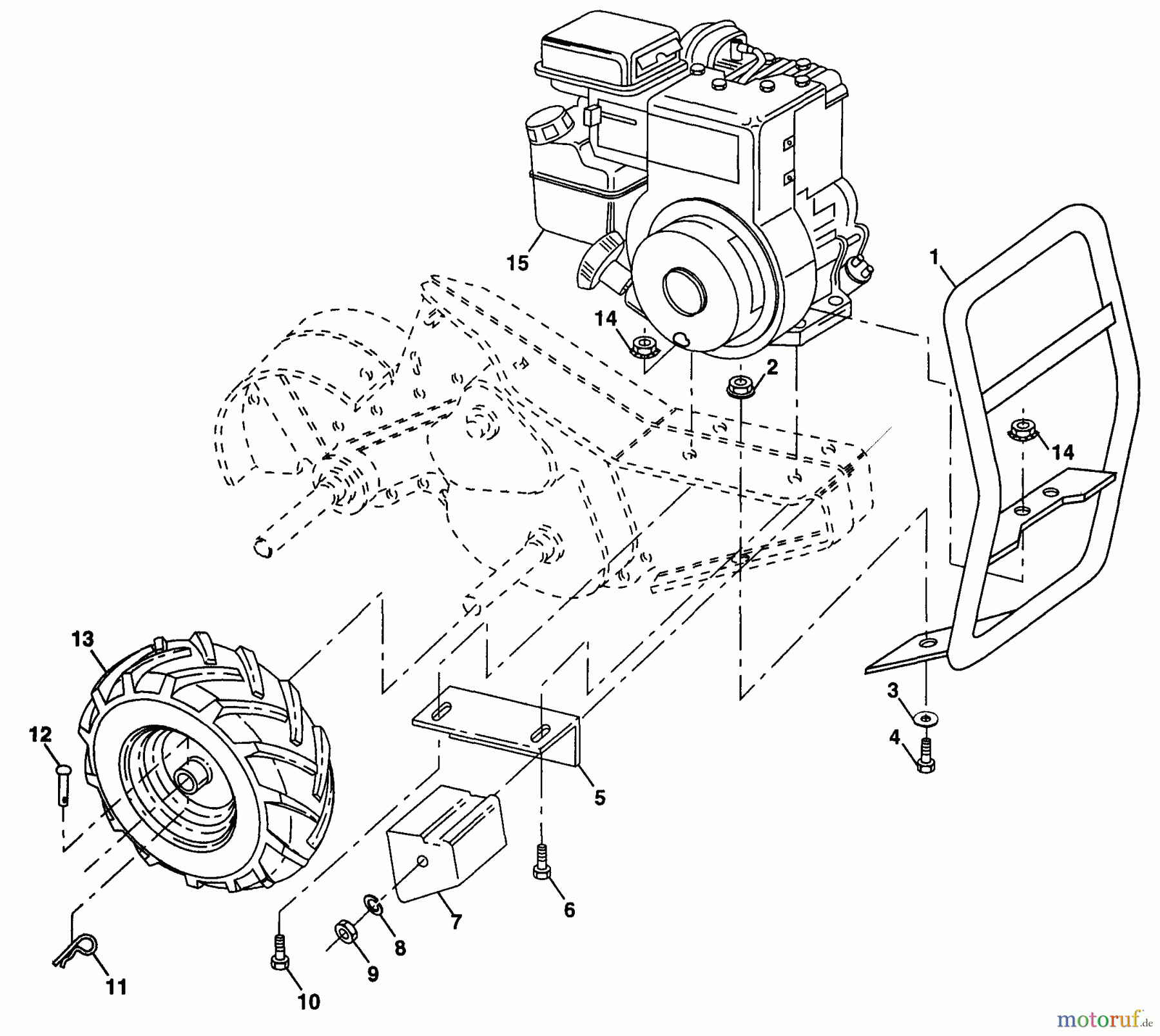  Poulan / Weed Eater Motorhacken / Kultivierer PPRT55A - Poulan Pro Rear-Tine Tiller Mainframe, Right Side