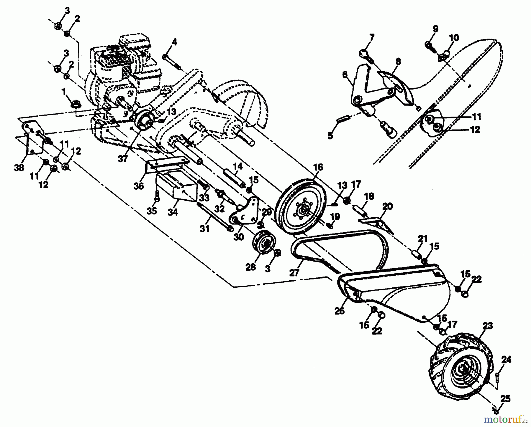  Poulan / Weed Eater Motorhacken / Kultivierer PPRT5B - Poulan Pro Rear-Tine Tiller MAINFRAME, LEFT SIDE