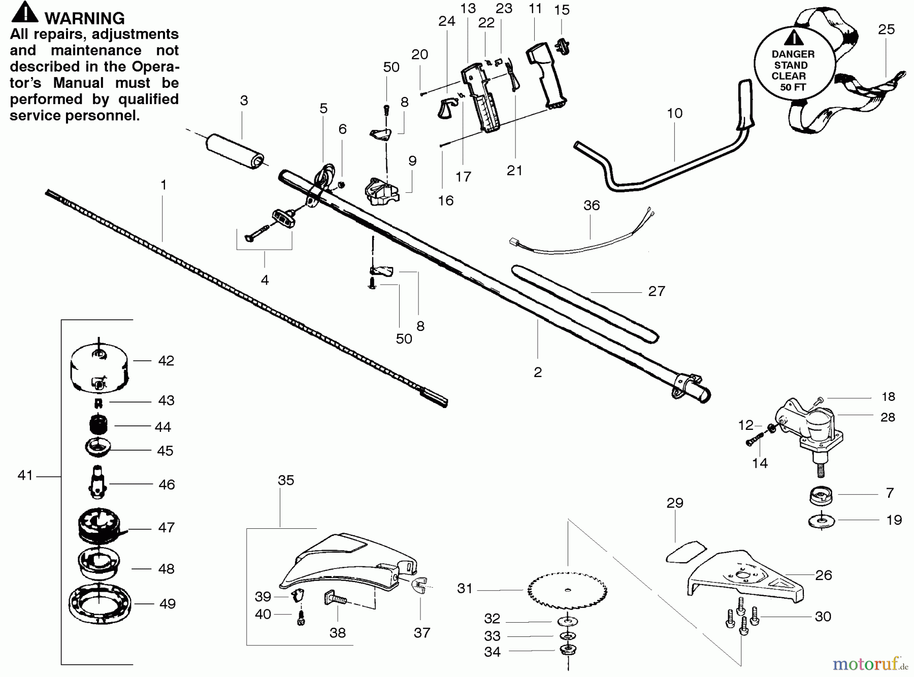  Poulan / Weed Eater Motorsensen, Trimmer BC30B - Weed Eater String Trimmer Shaft