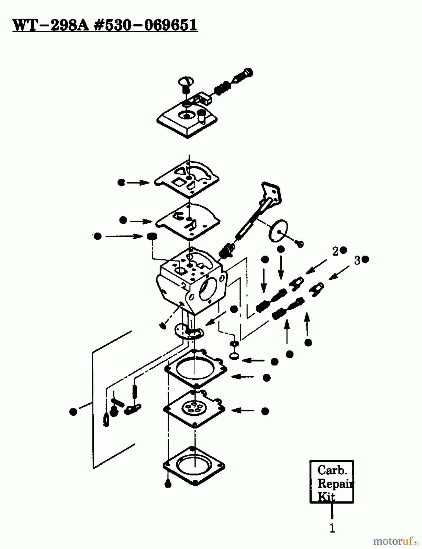  Poulan / Weed Eater Motorsensen, Trimmer GTI18 - Weed Eater String Trimmer CARBURETOR WA-298A FOR TYPES 2 & 3