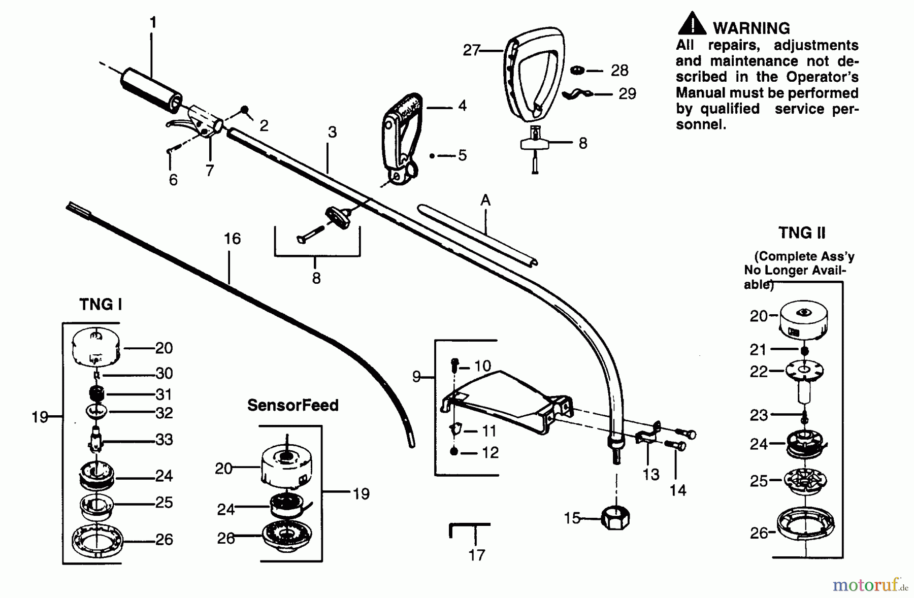  Poulan / Weed Eater Motorsensen, Trimmer HP30 - Weed Eater String Trimmer CUTTING HEAD & DRIVE SHAFT ASSEMBLIES