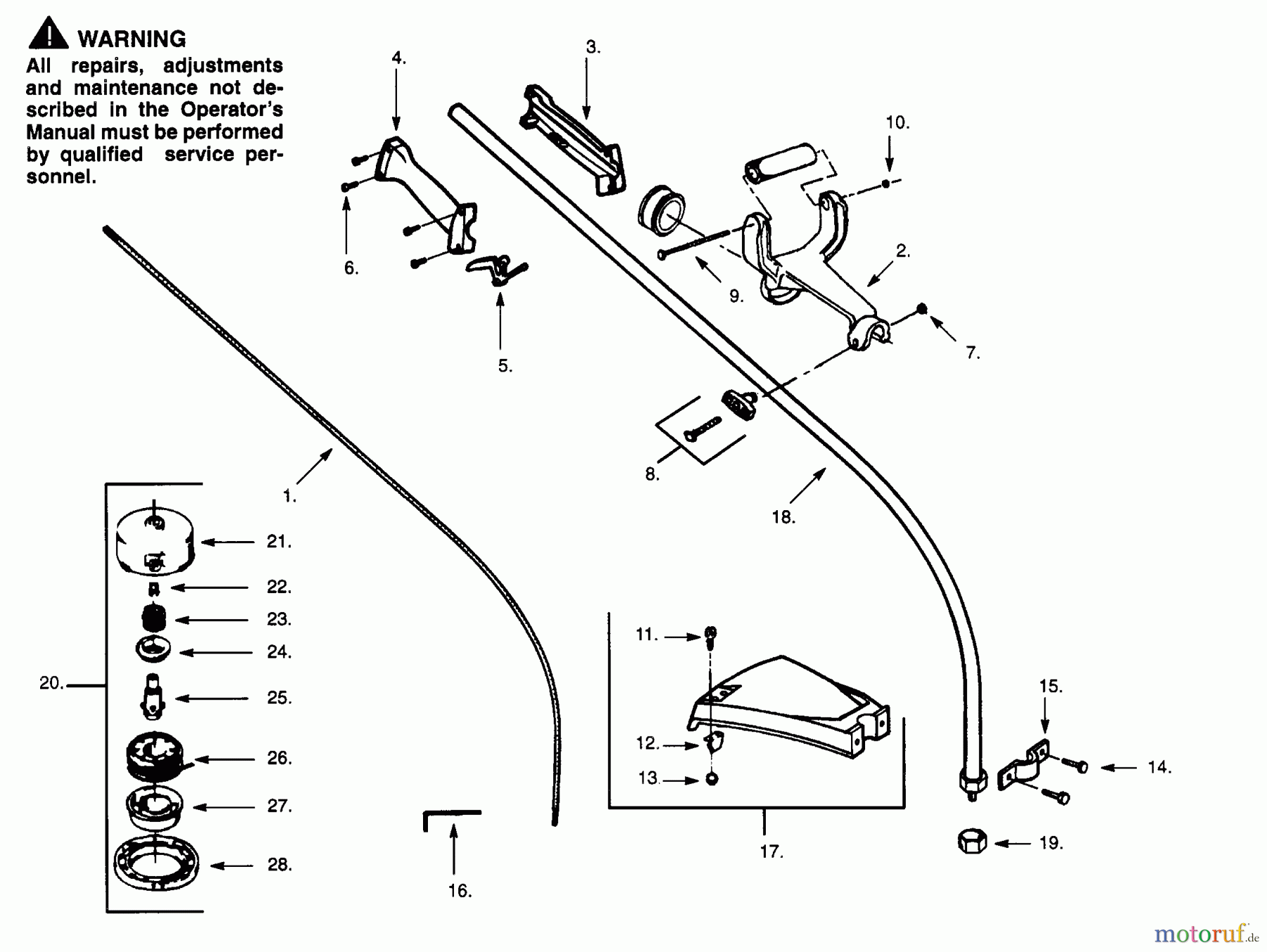  Poulan / Weed Eater Motorsensen, Trimmer PP115 - Poulan Pro String Trimmer CUTTING HEAD & DRIVE SHAFT ASSEMBLIES