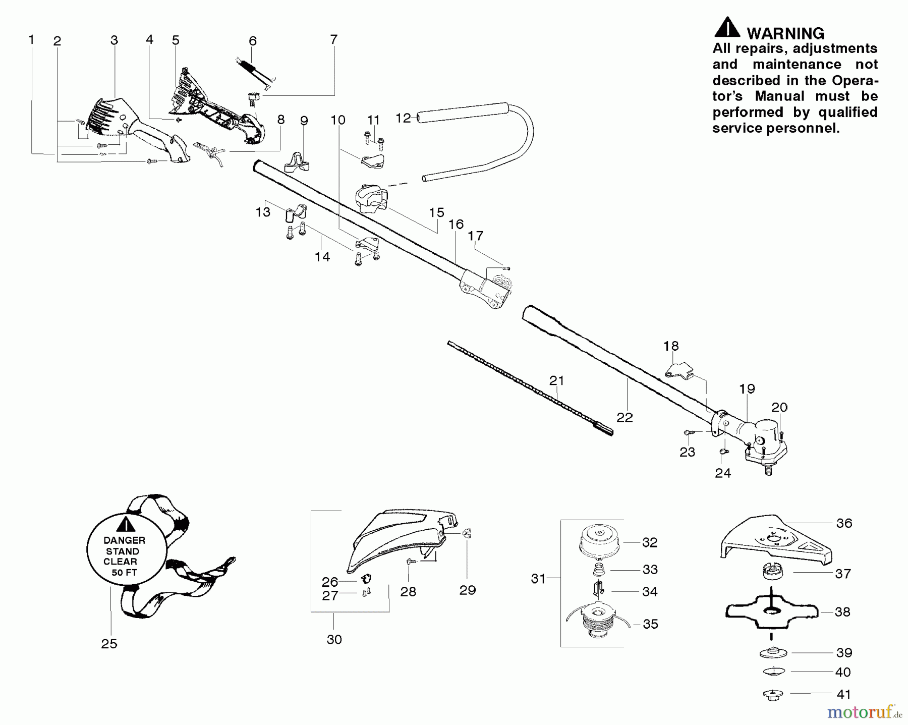  Poulan / Weed Eater Motorsensen, Trimmer PP336 - Poulan Pro String Trimmer Handle, Chassis & Bar Assembly