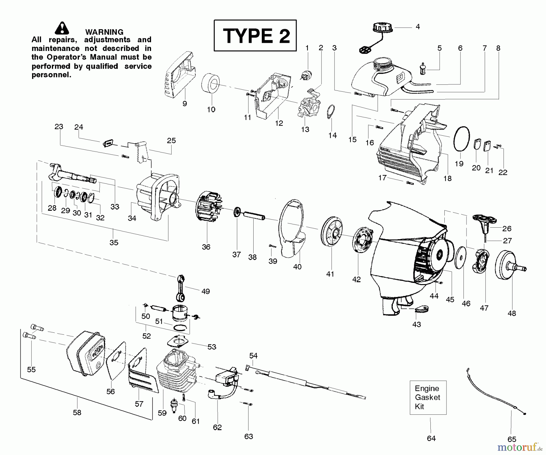  Poulan / Weed Eater Motorsensen, Trimmer PPB200E (Type 2) - Poulan Pro String Trimmer Engine Assembly Type 2