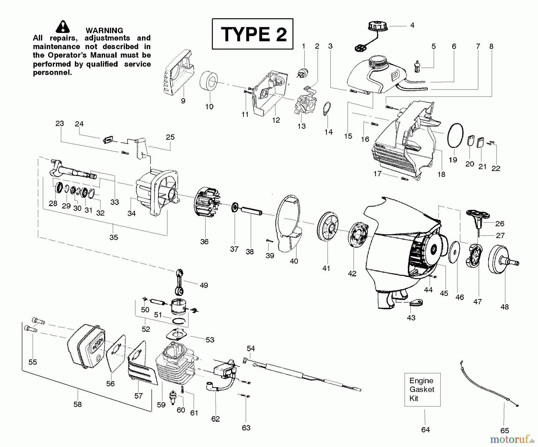  Poulan / Weed Eater Motorsensen, Trimmer PPB300E (Type 2) - Poulan Pro String Trimmer Engine Assembly Type 2