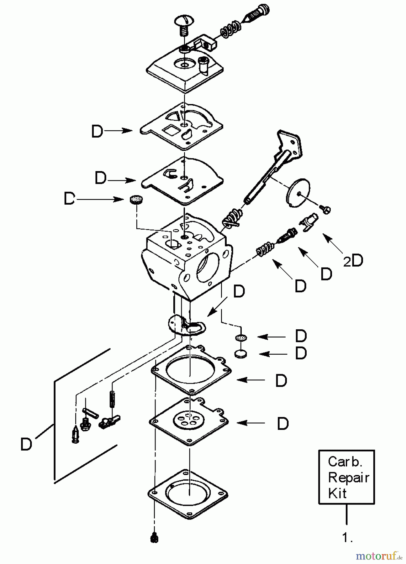  Poulan / Weed Eater Motorsensen, Trimmer SST45 - Weed Eater Featherlite String Trimmer Carburetor Repair Kits - WA-219B, WA-217