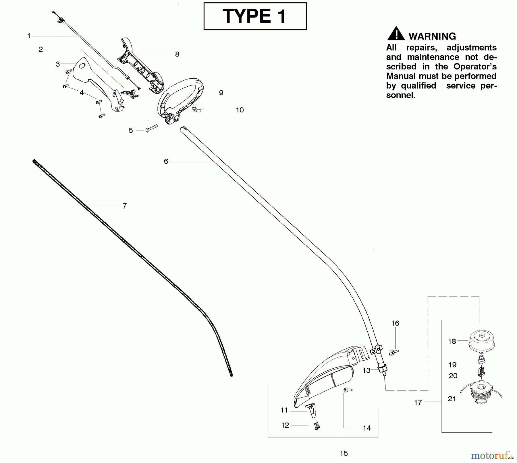  Poulan / Weed Eater Motorsensen, Trimmer XT260 (Type 1) - Weed Eater String Trimmer Cutting Equipment Type 1