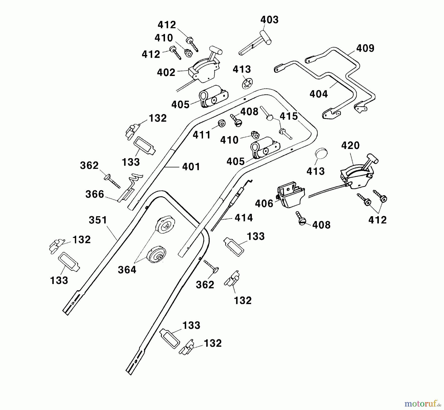 Wolf-Garten Motormäher mit Antrieb Premio 40 BA 4015000 Serie B-D (2003) Holm