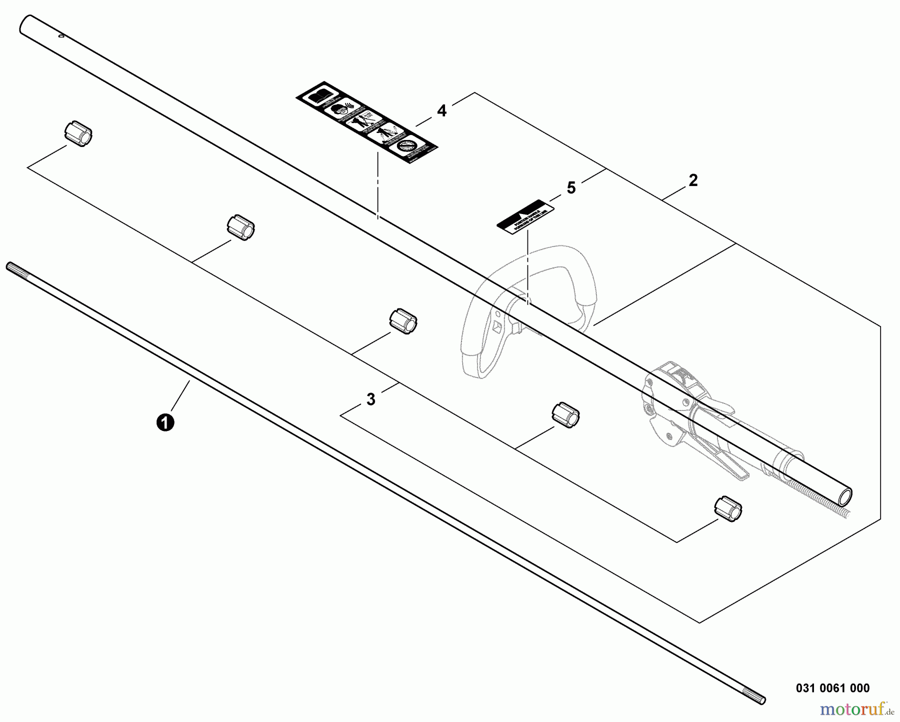  Shindaiwa Trimmer, Faden / Bürste T282 - Shindaiwa String Trimmer, S/N: T09612001001 - T09612999999 Main Pipe Asy