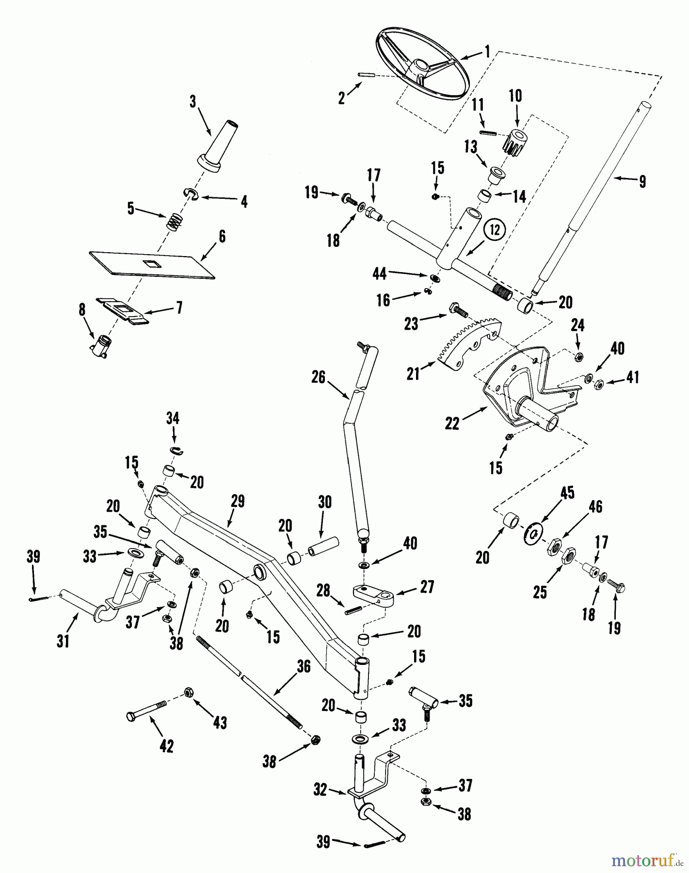  Snapper Zubehör. Rasenmäher 7060947 - Snapper Bag N-Wagon, 30 Bushel LT16001 16 HP Disc Drive Tractor Series 1 Steering & Front Axle Parts