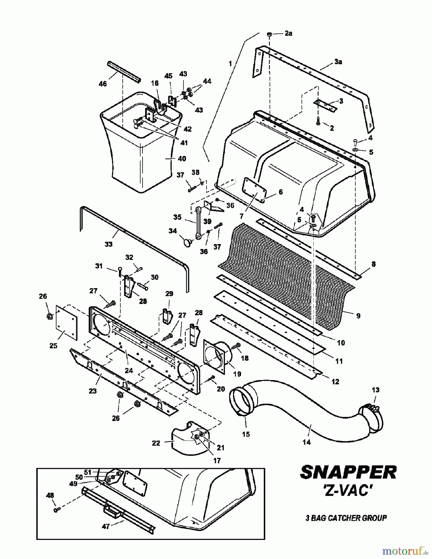  Snapper Zubehör. Rasenmäher 7063347 - Snapper Triple Bag Catcher, 61