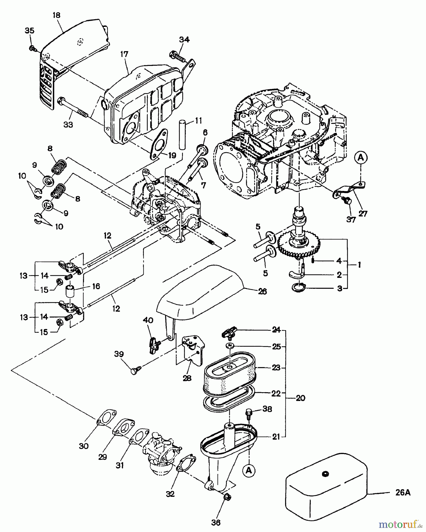  Snapper Motoren WO1-180V - Snapper 6.5 HP OHV Robin Engine, 4-Cycle Intake And Exhaust Group