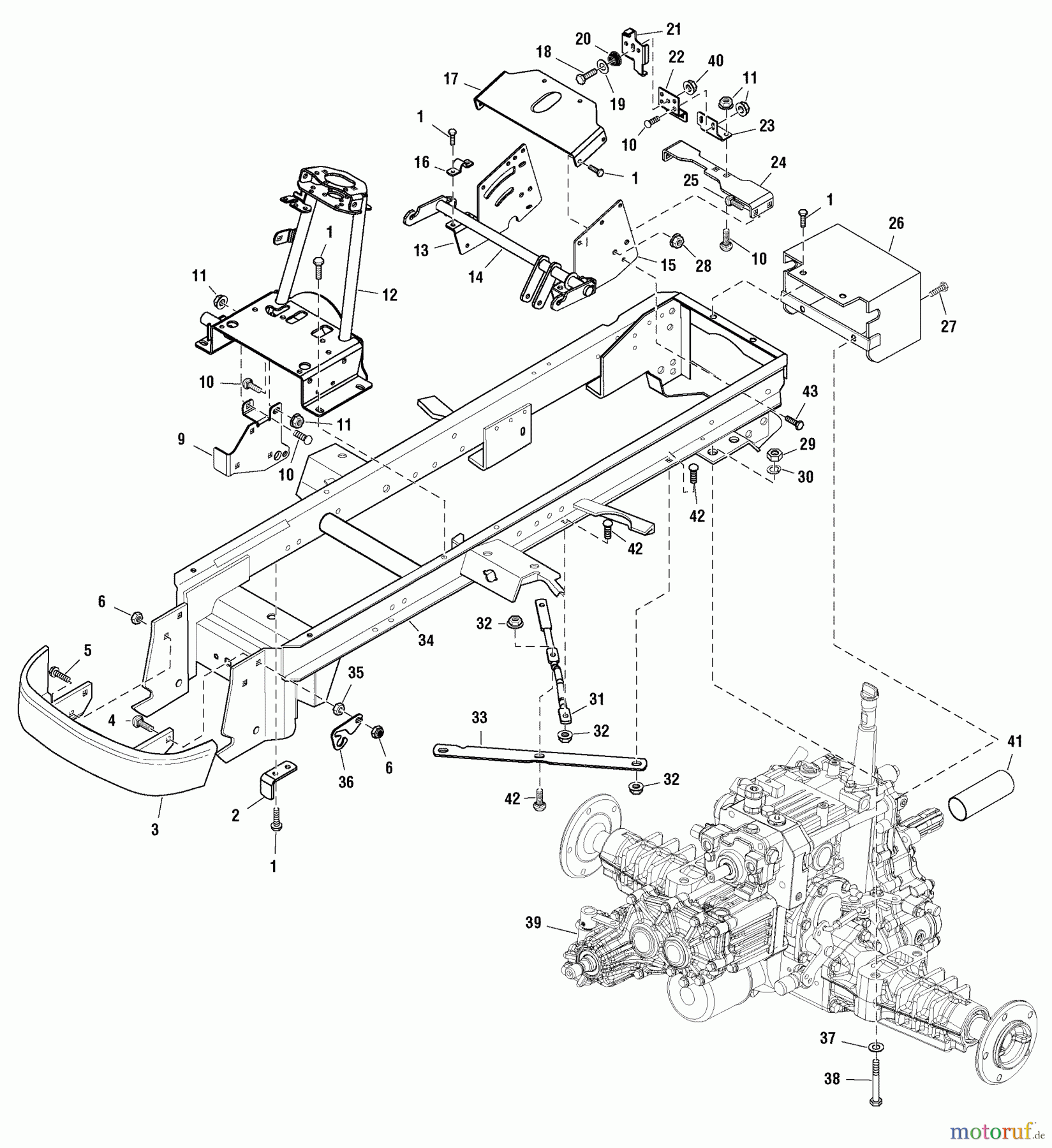  Snapper Rasen- und Gartentraktoren SGT27540D (2690629) - Snapper Garden Tractor, 27HP Diesel, 4WD, 3PT Hitch, GT600 Series 0 Frame & Transmission Group