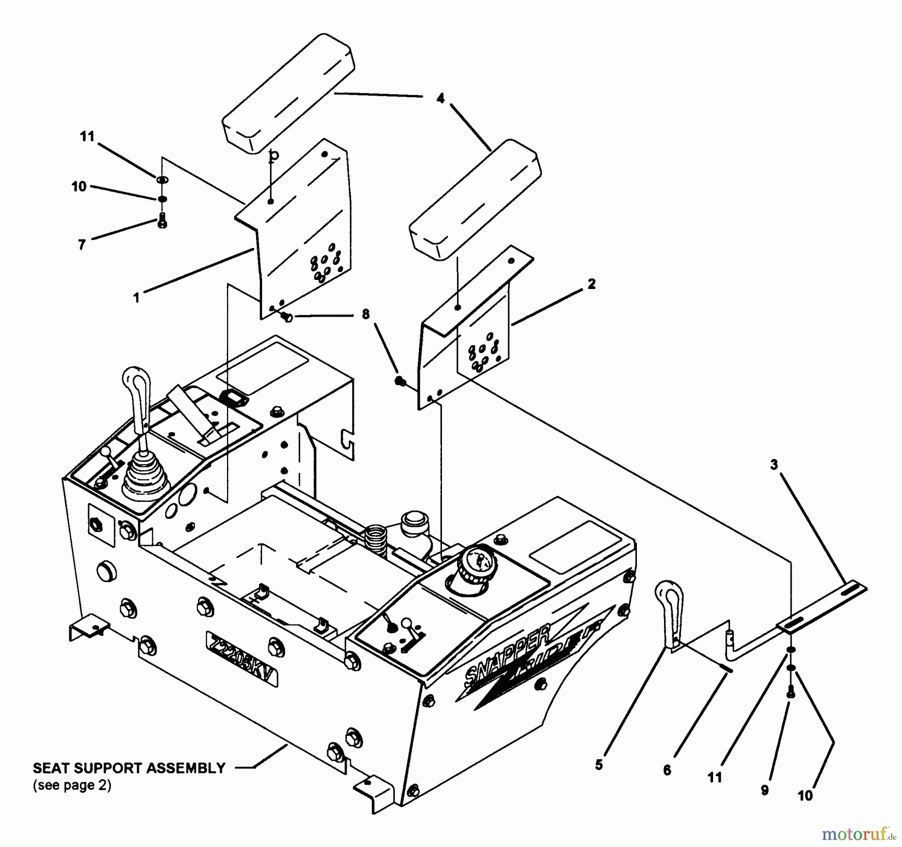  Snapper Nullwendekreismäher, Zero-Turn Z1805KV (80919) - Snapper 18 HP Zero-Turn Mower, Hydro Drive, ZTR Series 5 Arm Rest Assembly