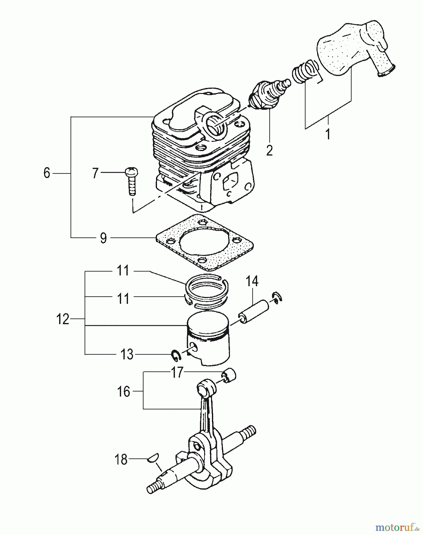  Tanaka Hochentaster TPS-2510 - Tanaka Extended Reach Pole Saw Cylinder, Piston, Crankshaft