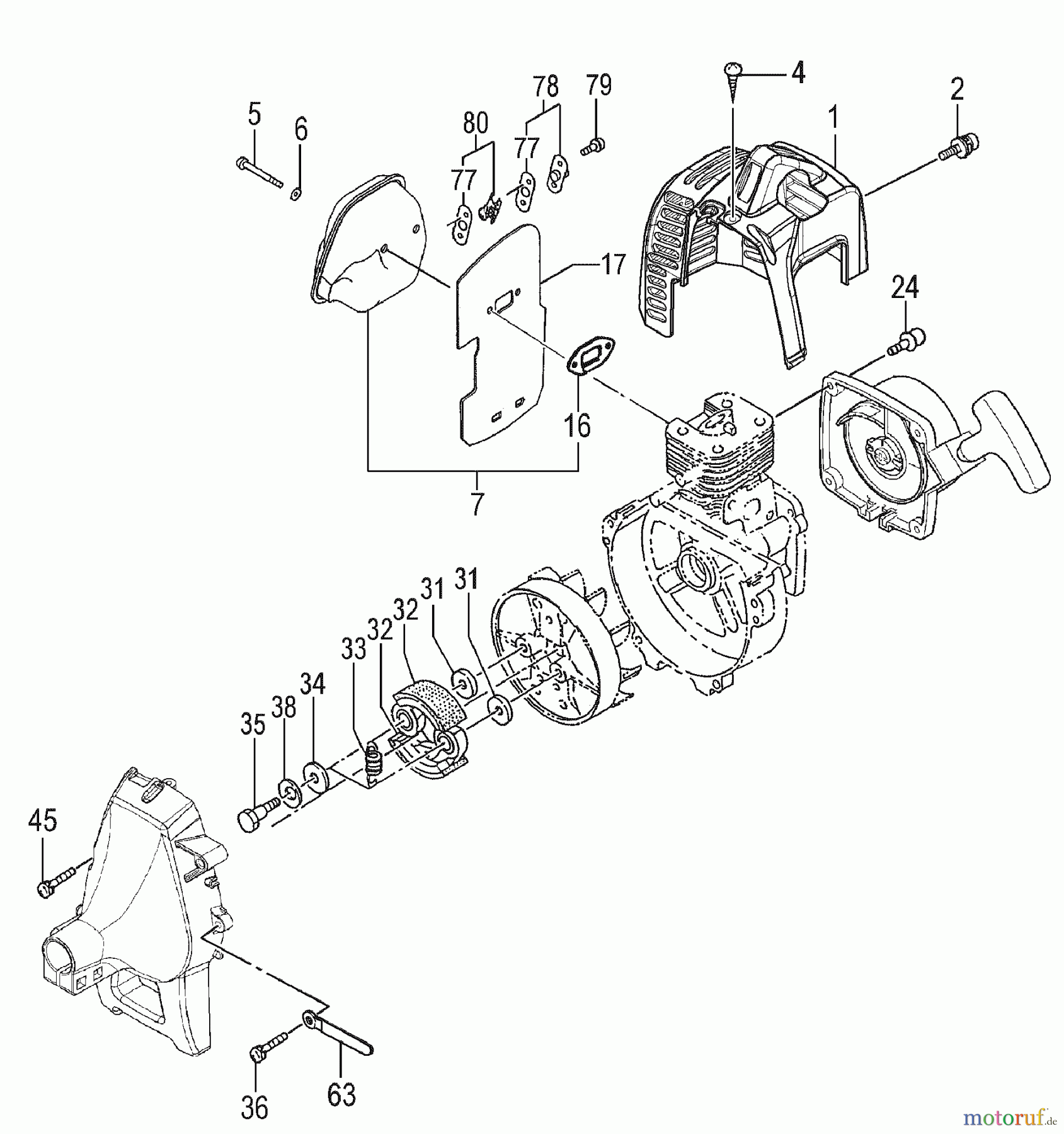  Tanaka Trimmer, Motorsensen TBC-225C - Tanaka Grass Trimmer Muffler, Clutch & Cover