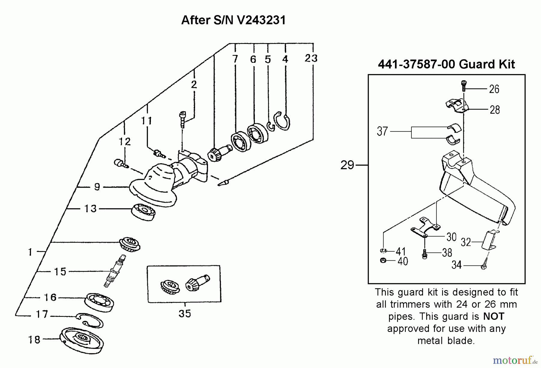  Tanaka Trimmer, Motorsensen TBC-2510 - Tanaka Grass Trimmer Gear Case, Safety Guard (Male Gear Case, From S/N V243231 And After)