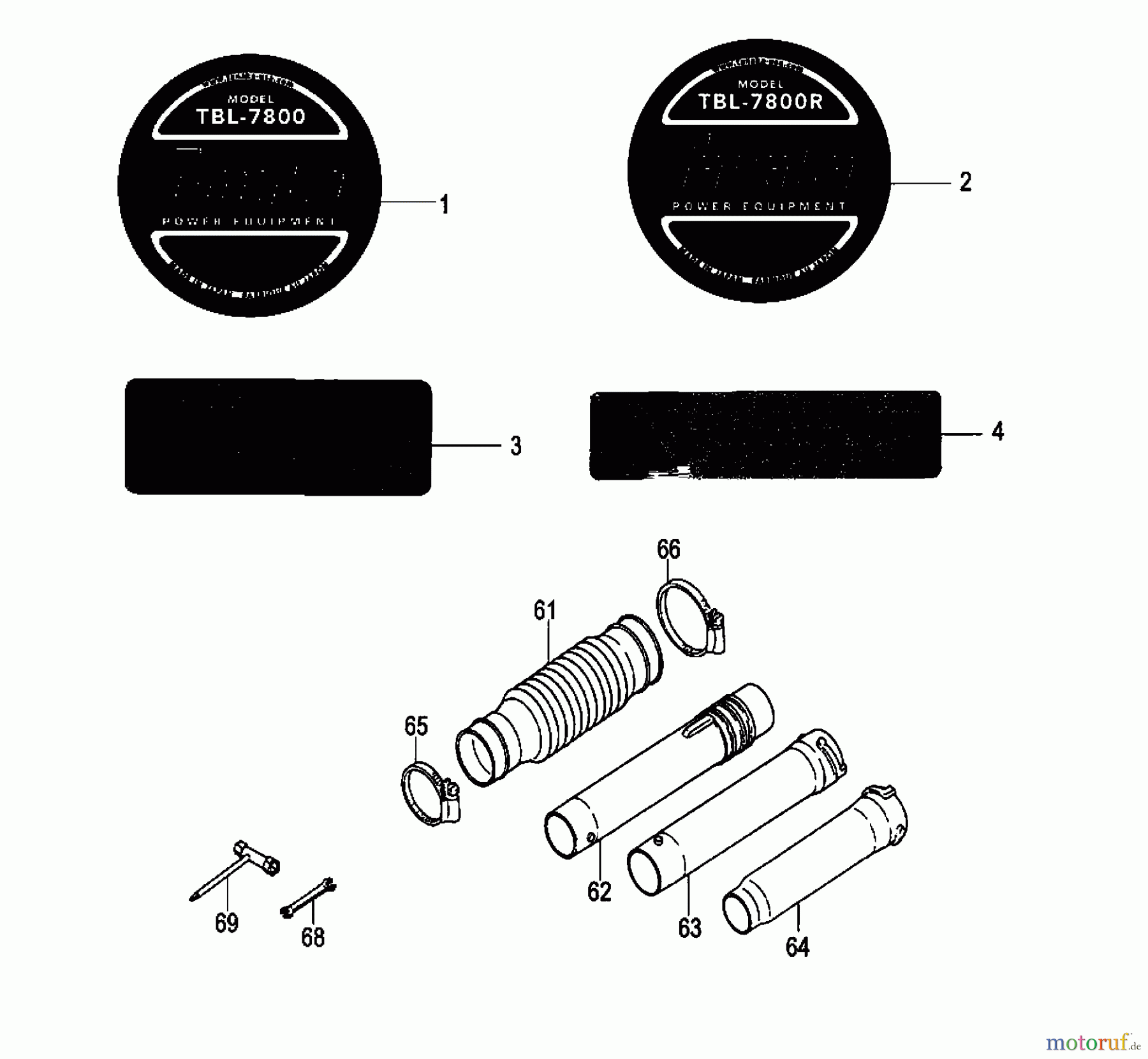  Tanaka Blasgeräte, Sauger, Häcksler, Mulchgeräte TBL-7800R - Tanaka Backpack Blower Blower Tubes & Decals