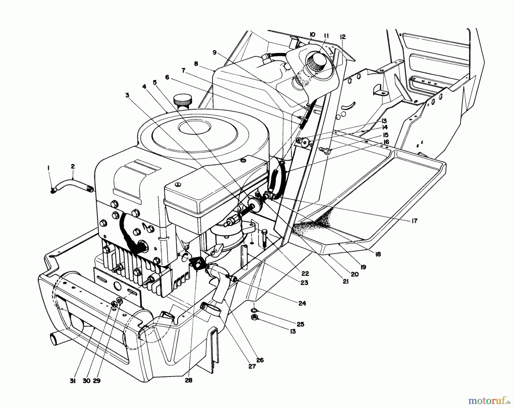  Toro Neu Mowers, Lawn & Garden Tractor Seite 1 57365 (11-38) - Toro 11-38 Pro Lawn Tractor, 1987 (7000001-7999999) ENGINE ASSEMBLY