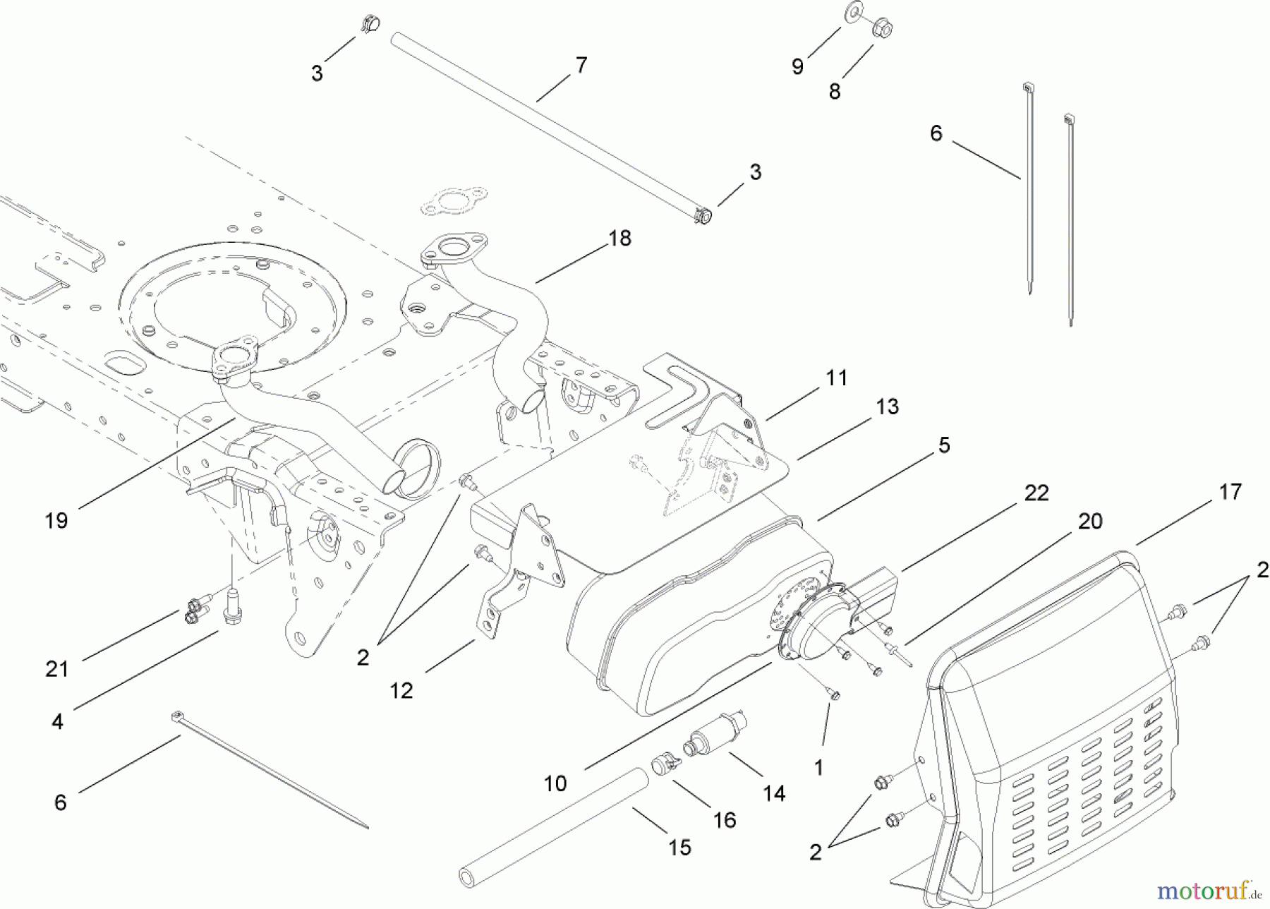  Toro Neu Mowers, Lawn & Garden Tractor Seite 1 13AP60RP544 (LX500) - Toro LX500 Lawn Tractor, 2006 (1A056B50000-) MUFFLER ASSEMBLY