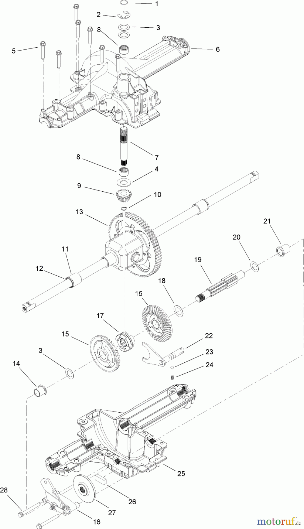  Toro Neu Mowers, Lawn & Garden Tractor Seite 1 13AP60RP544 (LX500) - Toro LX500 Lawn Tractor, 2006 (1A056B50000-) SINGLE SPEED TRANSMISSION ASSEMBLY NO. 112-0368