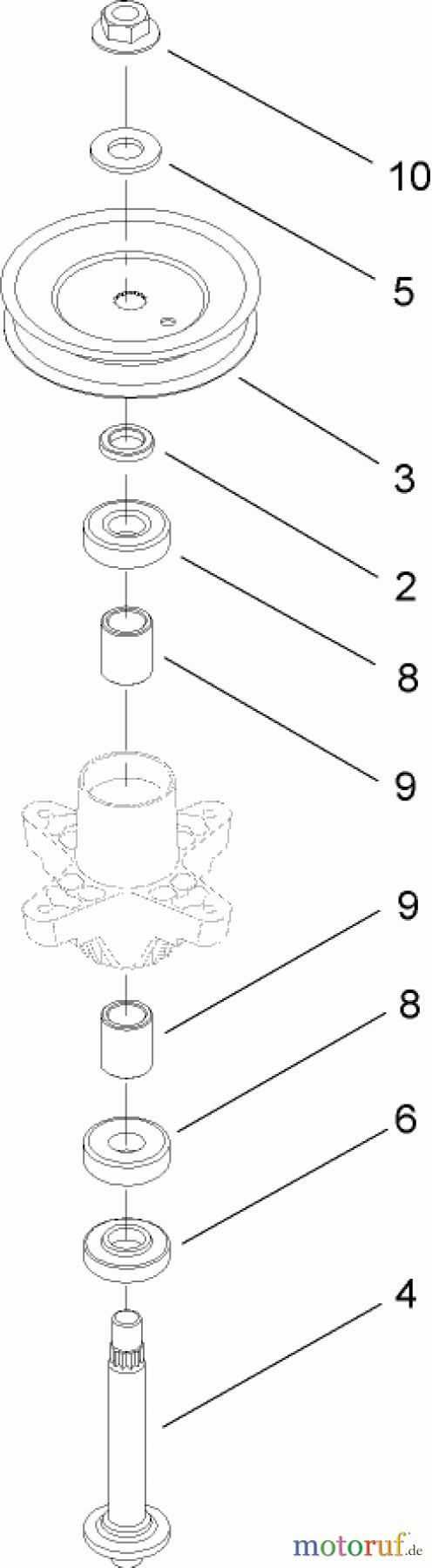  Toro Neu Mowers, Lawn & Garden Tractor Seite 1 13AP62RP544 (SL500) - Toro SL500 Super Lawn Tractor, 2007 (1B157H20701-) SPINDLE ASSEMBLY NO. 112-6042