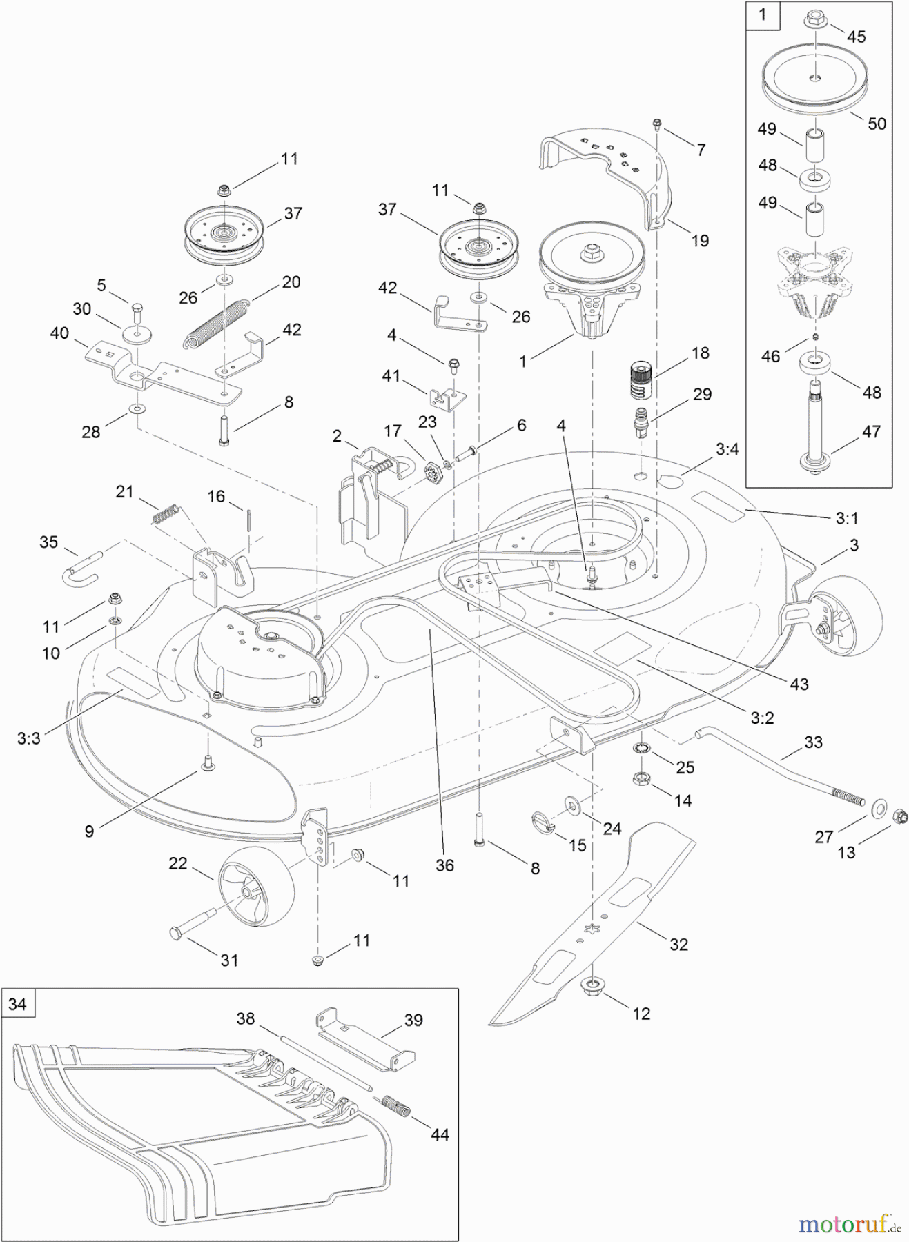  Toro Neu Mowers, Lawn & Garden Tractor Seite 1 13AP91RT848 (LX468) - Toro LX468 Lawn Tractor, 2012 (SN 1-1) 46 INCH DECK ASSEMBLY