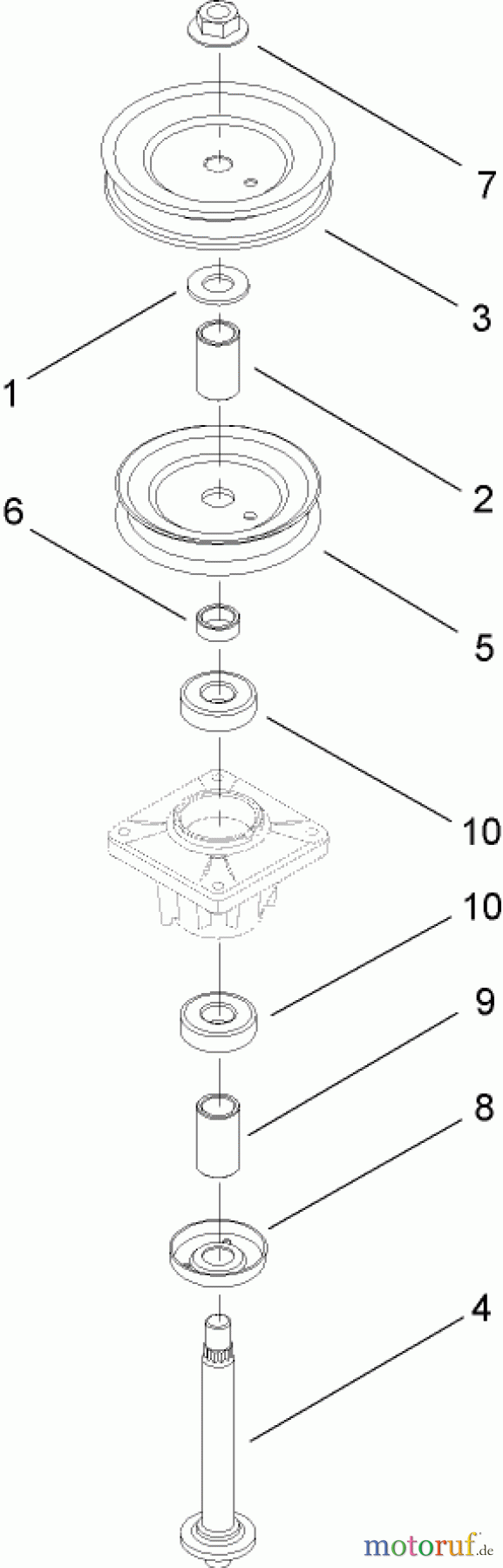  Toro Neu Mowers, Lawn & Garden Tractor Seite 1 13AX60RH744 (LX460) - Toro LX460 Lawn Tractor, 2006 (1A056B50000-) DOUBLE PULLEY SPINDLE ASSEMBLY NO. 112-0383