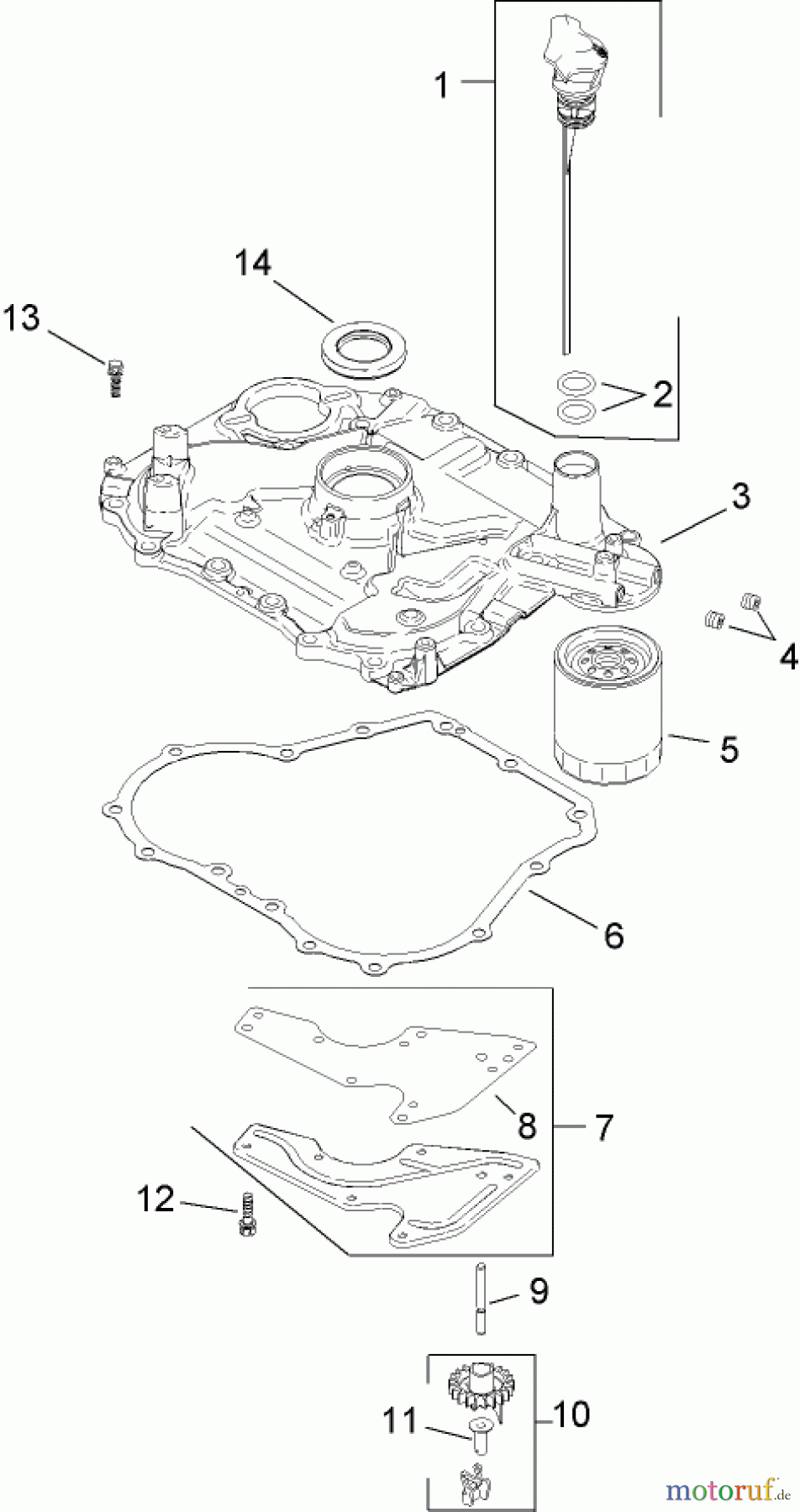  Toro Neu Mowers, Lawn & Garden Tractor Seite 1 13AX60RH744 (LX460) - Toro LX460 Lawn Tractor, 2006 (1A056B50000-) OIL PAN AND LUBRICATION ASSEMBLY KOHLER SV600-0018