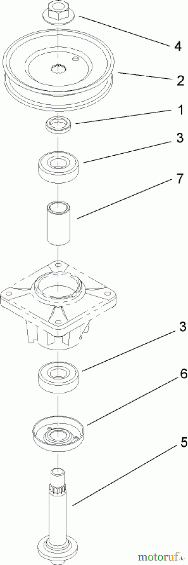  Toro Neu Mowers, Lawn & Garden Tractor Seite 1 13AX61RH544 (LX465) - Toro LX465 Lawn Tractor, 2007 (SN 1A117H10393-) SINGLE PULLEY SPINDLE ASSEMBLY NO. 112-0311