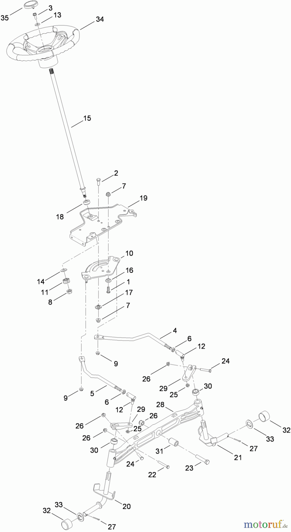  Toro Neu Mowers, Lawn & Garden Tractor Seite 1 13AX91RS848 (LX427) - Toro LX427 Lawn Tractor, 2012 (SN 1-1) STEERING AND FRONT AXLE ASSEMBLY