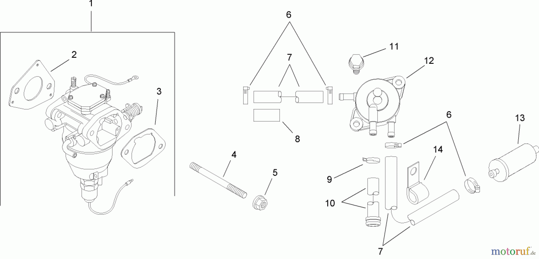  Toro Neu Mowers, Lawn & Garden Tractor Seite 1 13BX60RG544 (LX425) - Toro LX425 Lawn Tractor, 2007 (1A087H10172-1E237H10144) FUEL SYSTEM ASSEMBLY KOHLER SV720-0011