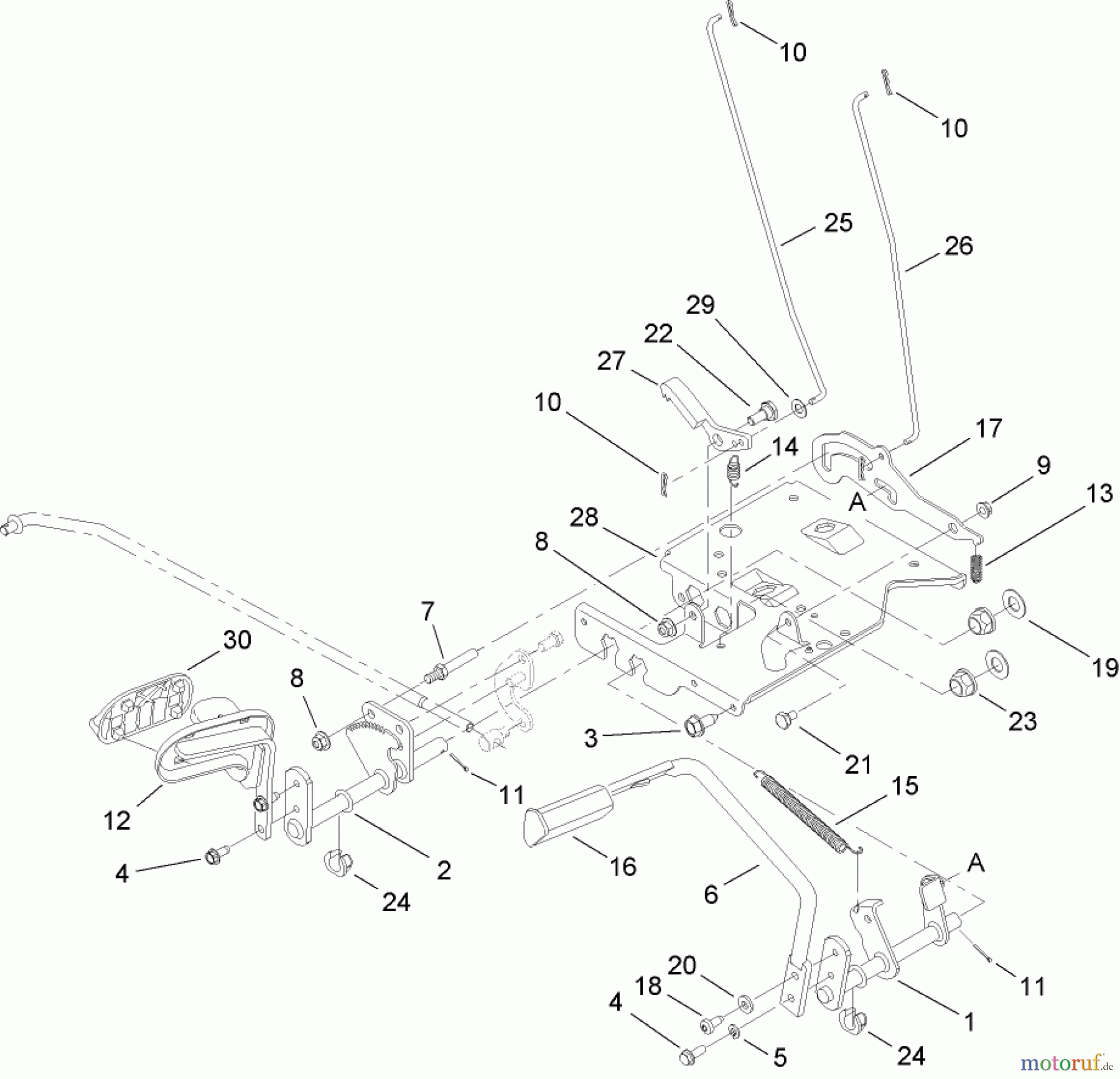  Toro Neu Mowers, Lawn & Garden Tractor Seite 1 14AK81RK544 (GT2300) - Toro GT2300 Garden Tractor, 2006 (1A186H30000-) BRAKE AND TRACTION ASSEMBLY