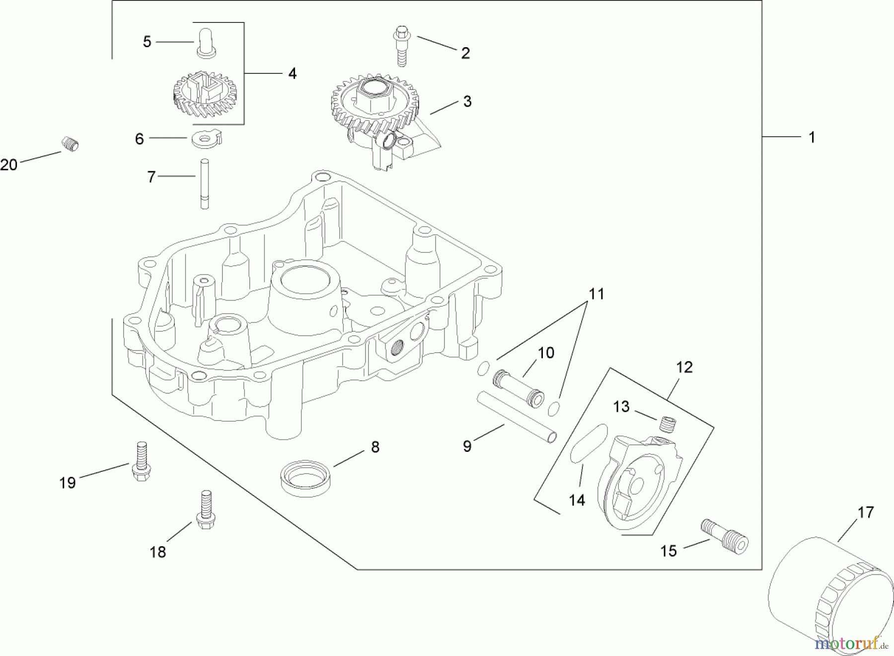  Toro Neu Mowers, Lawn & Garden Tractor Seite 1 14AK81RK544 (GT2300) - Toro GT2300 Garden Tractor, 2006 (1A186H30000-) OIL PAN AND LUBRICATION ASSEMBLY KOHLER SV735-0011