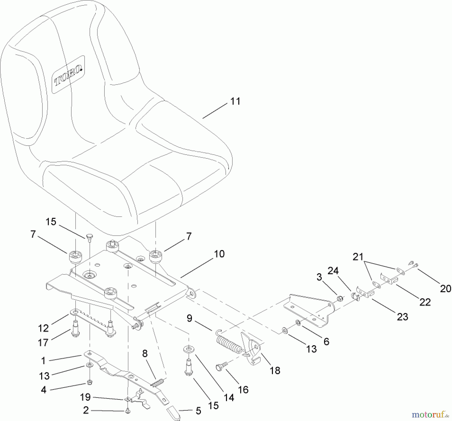  Toro Neu Mowers, Lawn & Garden Tractor Seite 1 14AQ81RP544 (GT2200) - Toro GT2200 Garden Tractor, 2006 (1A136H30000-) SEAT ASSEMBLY