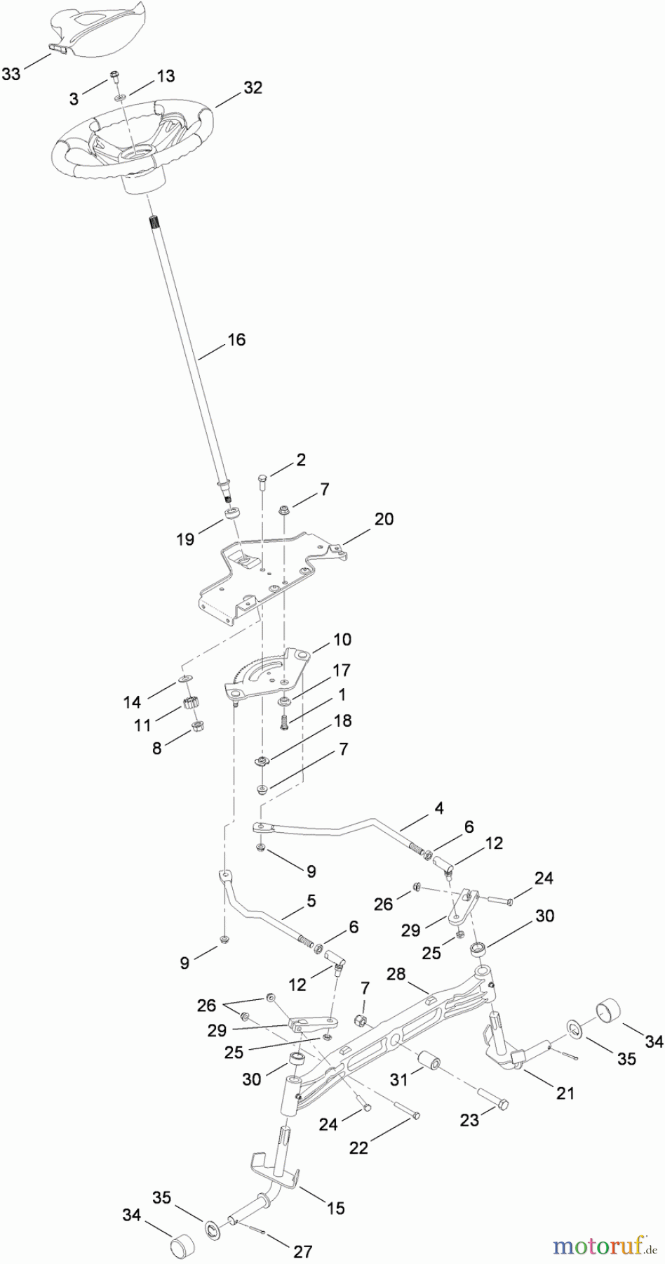  Toro Neu Mowers, Lawn & Garden Tractor Seite 1 14AQ94RP848 (GT2200) - Toro GT2200 Garden Tractor, 2012 (SN 1-1) STEERING AND FRONT AXLE ASSEMBLY