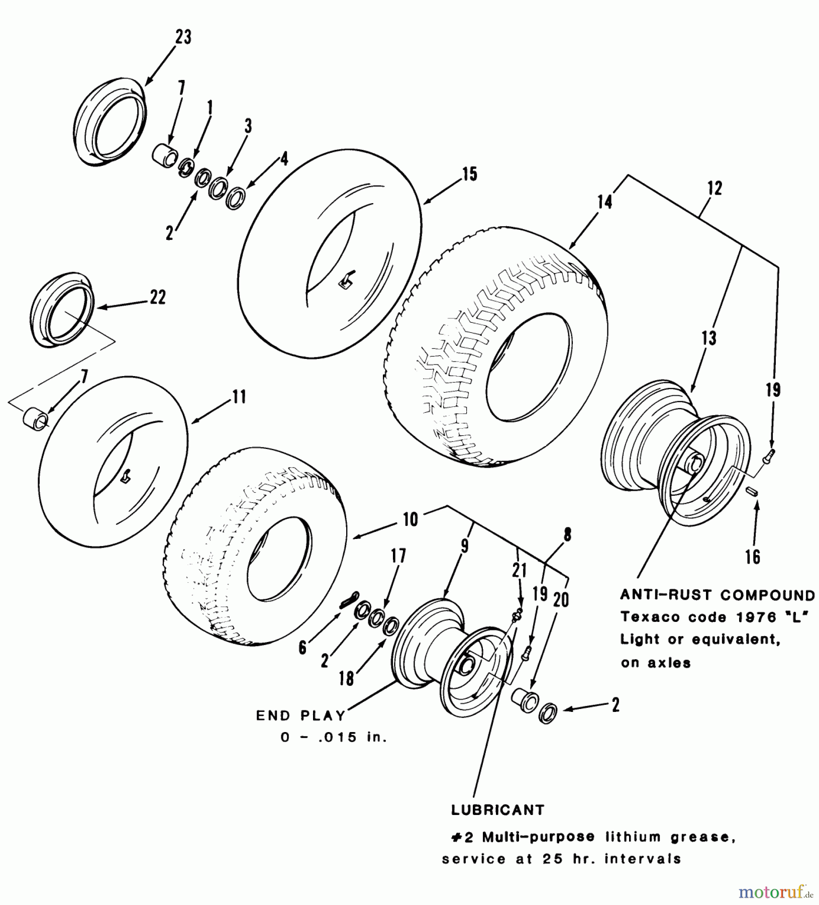  Toro Neu Mowers, Lawn & Garden Tractor Seite 1 22-13KE01 (252-H) - Toro 252-H Tractor, 1988 WHEELS AND TIRES